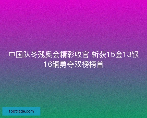 中国队冬残奥会精彩收官 斩获15金13银16铜勇夺双榜榜首